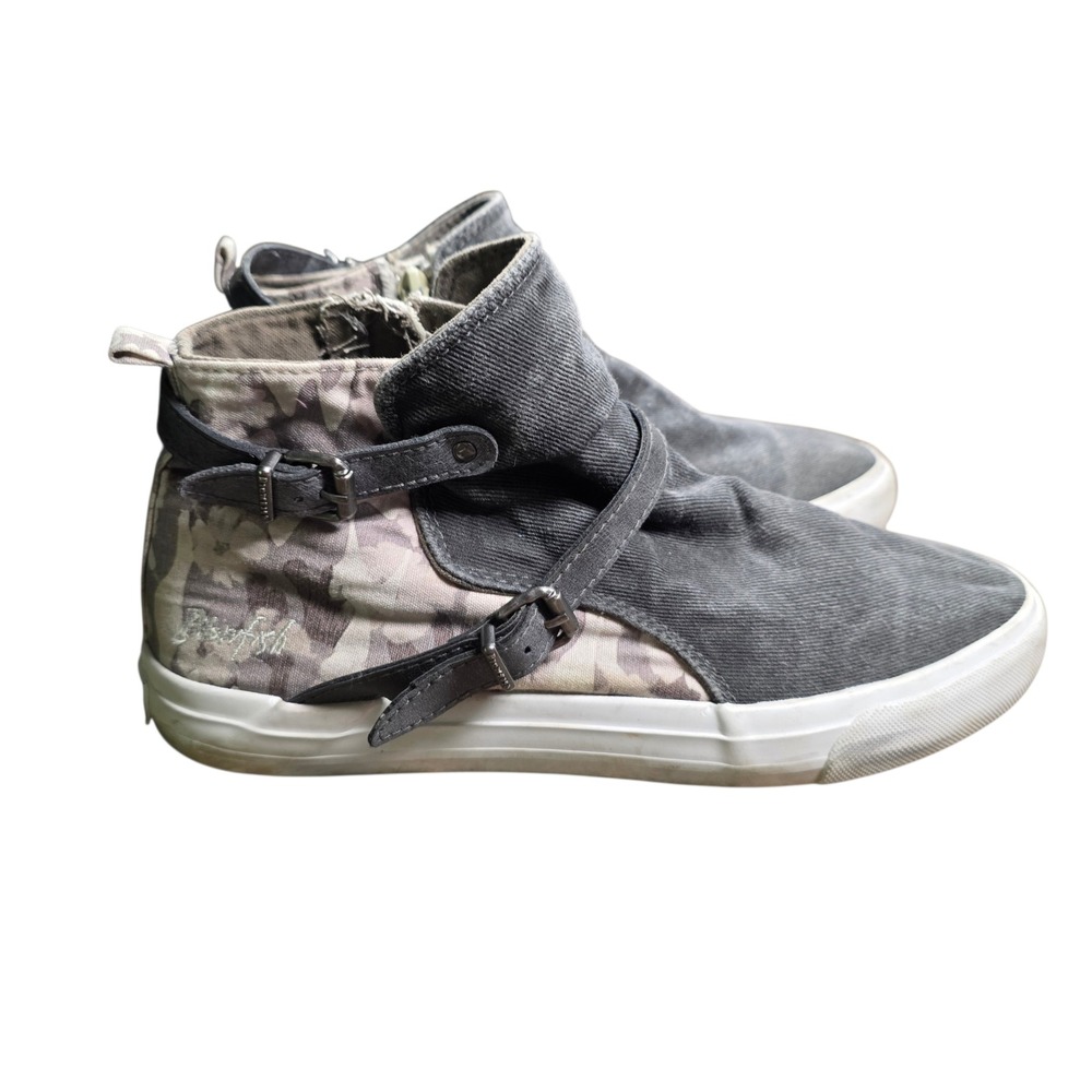 Blowfish Malibu Womens Camo Grey Canvas Buckle High Top Zip Sneakers Shoes Sz 8 - Picture 3 of 10